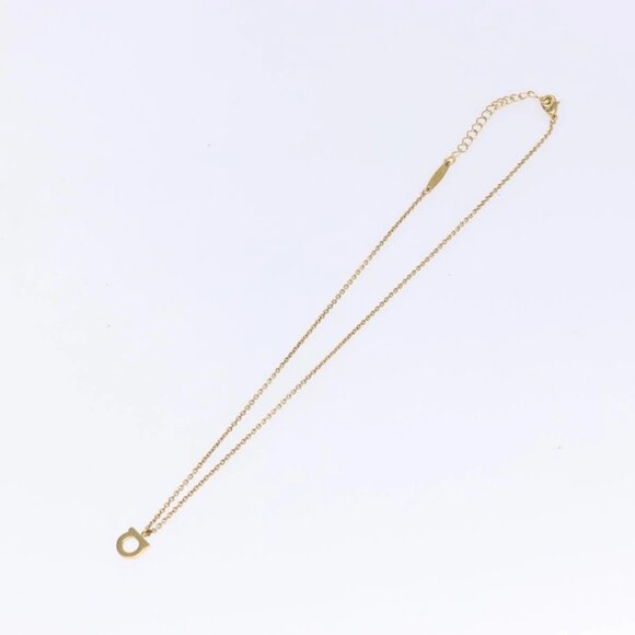 Salvatore Ferragamo Gancini Necklace metal Gold Tone Auth sw1386M - Picture 15 of 16